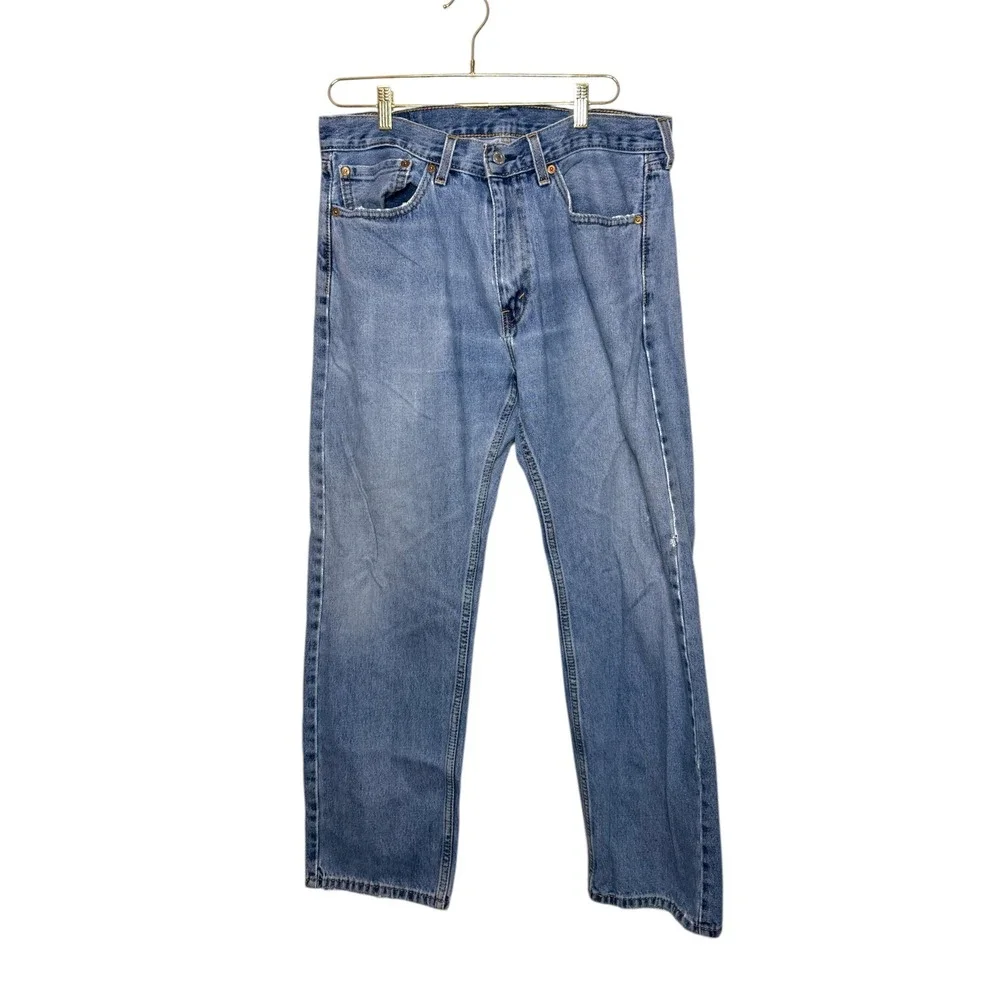 Levi's 505 Mens W36 L30 Straight Fit Blue Denim Jeans Light‎ Wash